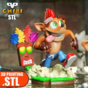 Crash Bandicoot and Aku Aku Chibi 3D Model