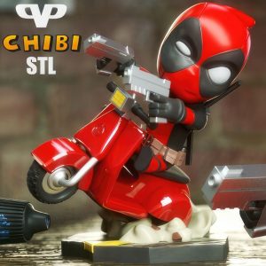 Deadpool on Vespa Chibi 3D Model