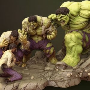 Hulk Diorama 4 figures 3D Model