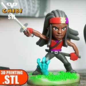 Michonne The Walking Dead Chibi 3D Model