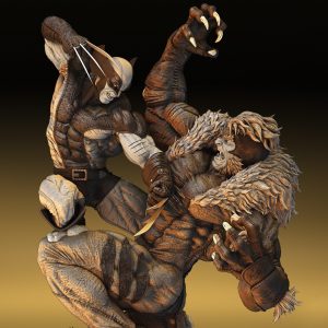Wolverine & Sabertooth 3D Model